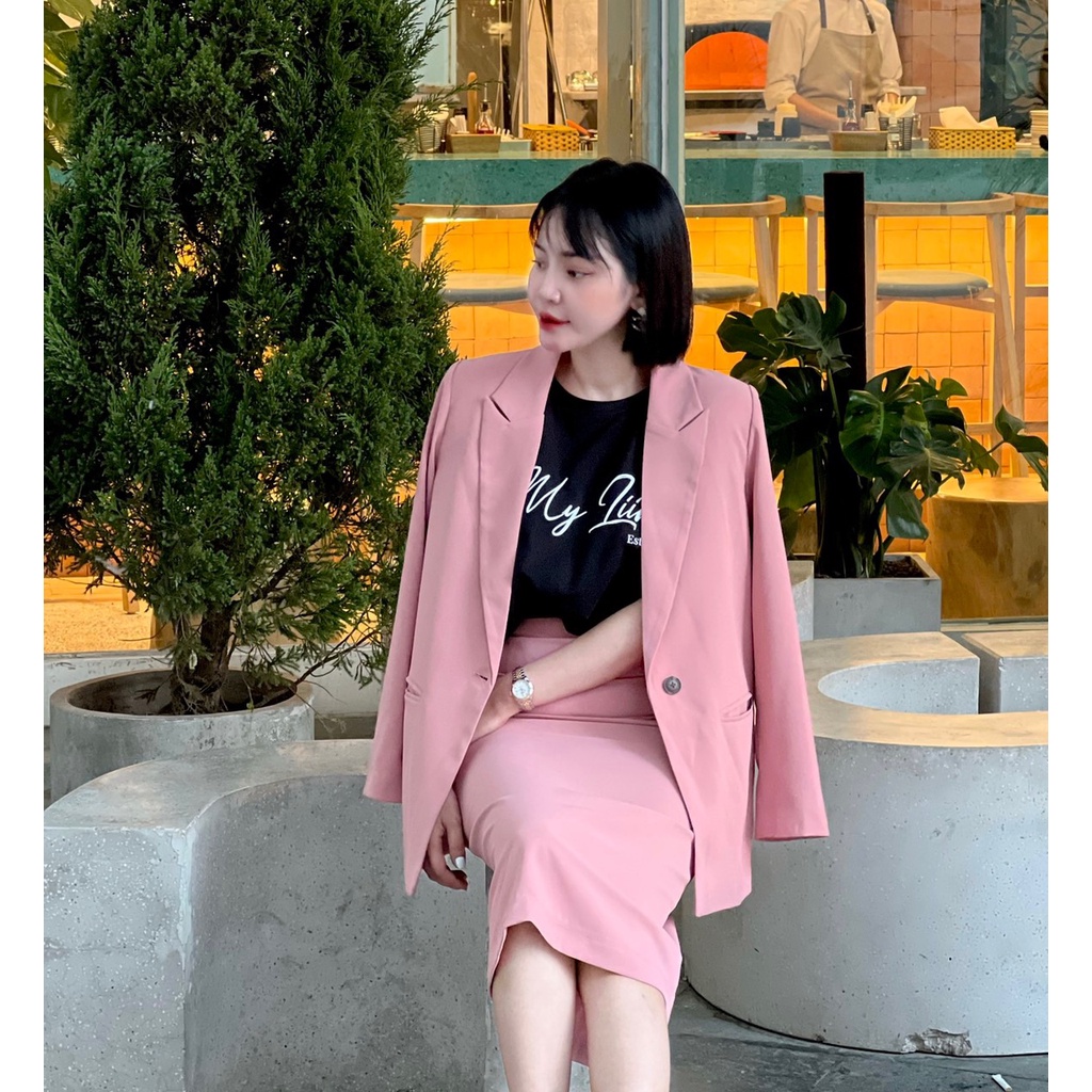 LIIN - Set Áo Vest Công Sở Phối Chân Váy Dáng Dài Elegant Blazer One Button Thanh Lịch A00529-CV00101