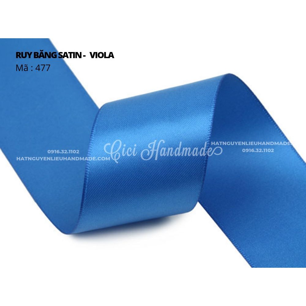 Cuộn 5M Ruy băng Satin 2 mặt màu xanh blue - link 3/9 Cici Handmade ruyban gấm hoa lụa ruyban ribbon satin