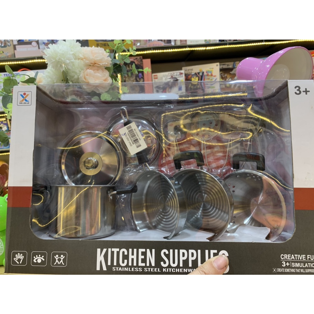 Bộ đồ chơi xoong nồi nấu ăn nhà bếp cho bé