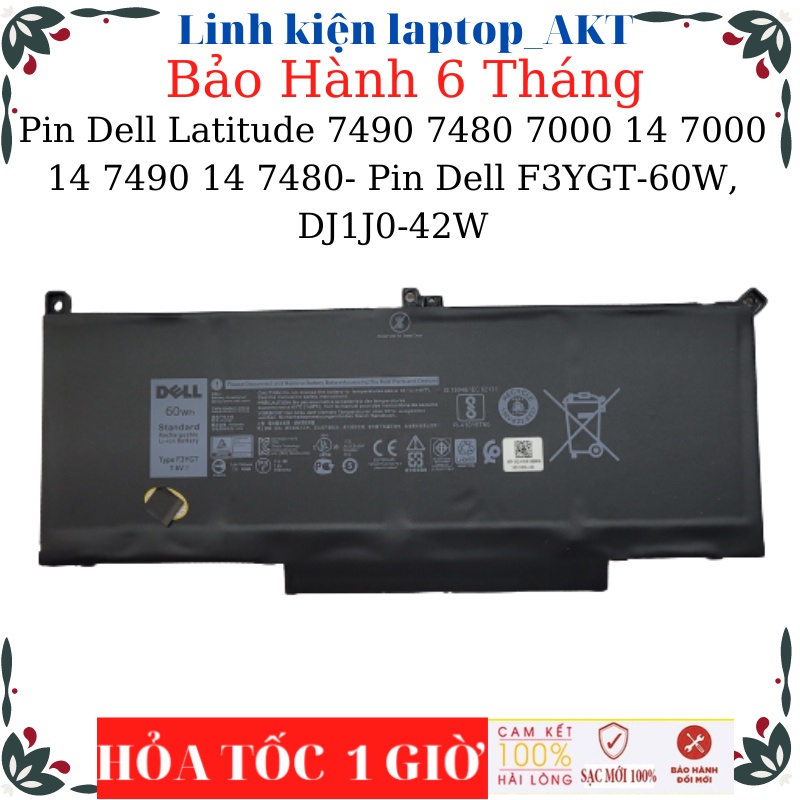 Pin laptop Dell Latitude 7490 7480 7000 14 7000 14 7490 14 7480- Pin Dell F3YGT-60W, DJ1J0-42W