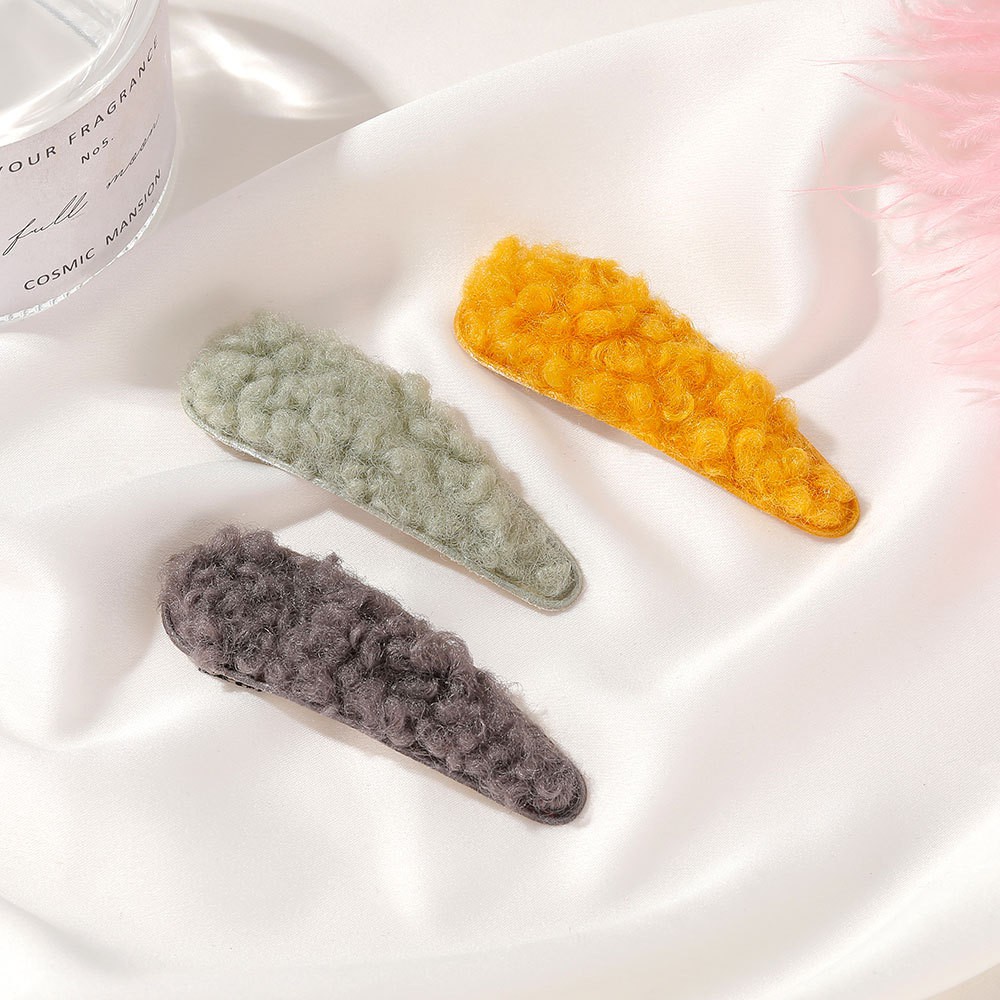 Kẹp tóc vải lông cừu màu trơn phong cách Hàn Quốc xinh xắn đáng yêu dành cho nữ