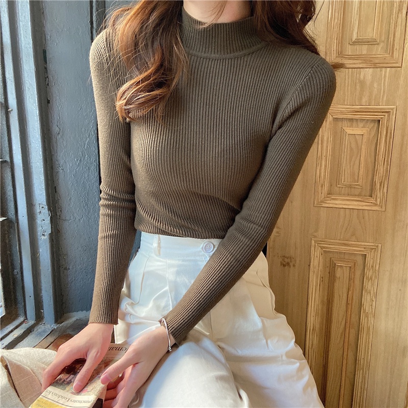 NZN Áo Dệt Kim Tay Dài Màu Trơn Phong Cách Hàn Quốc Thời Trang Thu Đông Mới