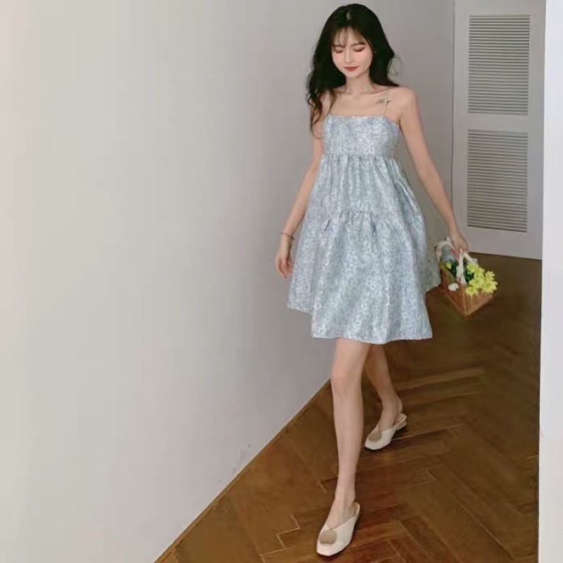 Váy Babydoll Tầng Hai Dây Vải Sần Xinhhhhh