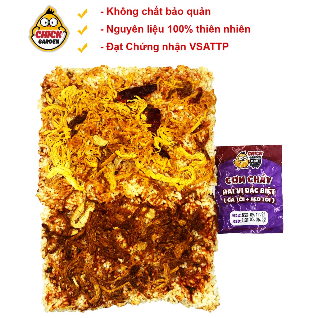 (Sale sập 50%) Cơm Cháy Mix 2 Vị Đặc Biệt Gà Bơ Tỏi Và Heo Tỏi - Chick Garden