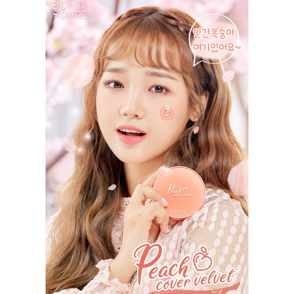 Có sẵn-Phấn nước Black Rouge Peach Cover Velvet - Phấn nước quả đào siêu mịn che phủ