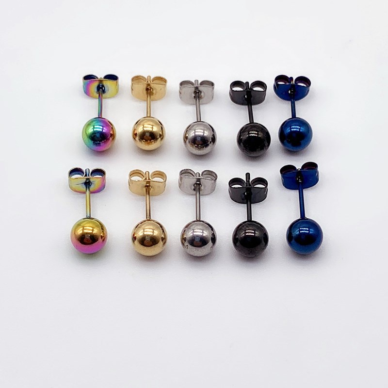 Khuyên Tai Bông Tai Nam Nữ Xỏ Cơ Bản 1 Đầu Bi Thép Titan Không Gỉ