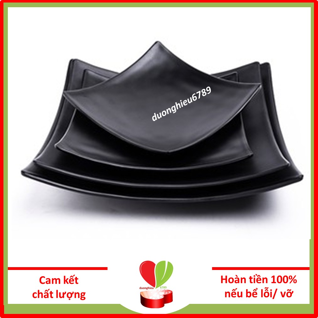 [100% Melamine] Đĩa Nhựa Phíp Vuông, Dĩa Vuông Nhà hàng Cực Sịn - Duonghieu6789