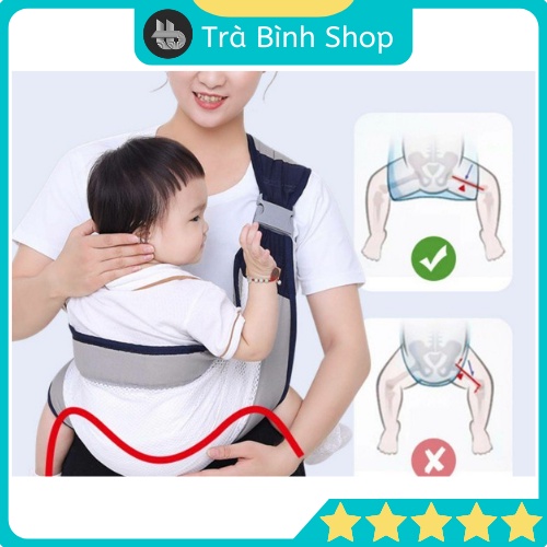 Đai địu vải lưới ngồi đeo vai một bên thoát khí thoáng mát nhỏ gọn tiện lợi cho bé