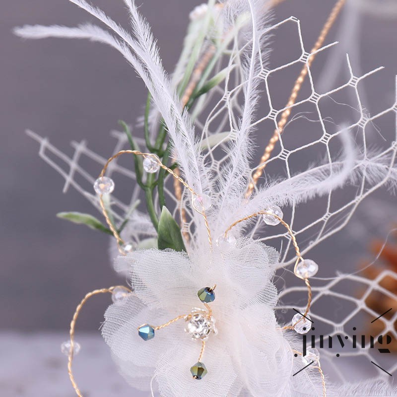 GETNOIVAS Vòng cài tóc kèm hoa và lông vũ xinh xắn cho nữ