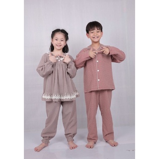 Pyjama vải thô hàn bee mon kẻ caro 3 màu btbg