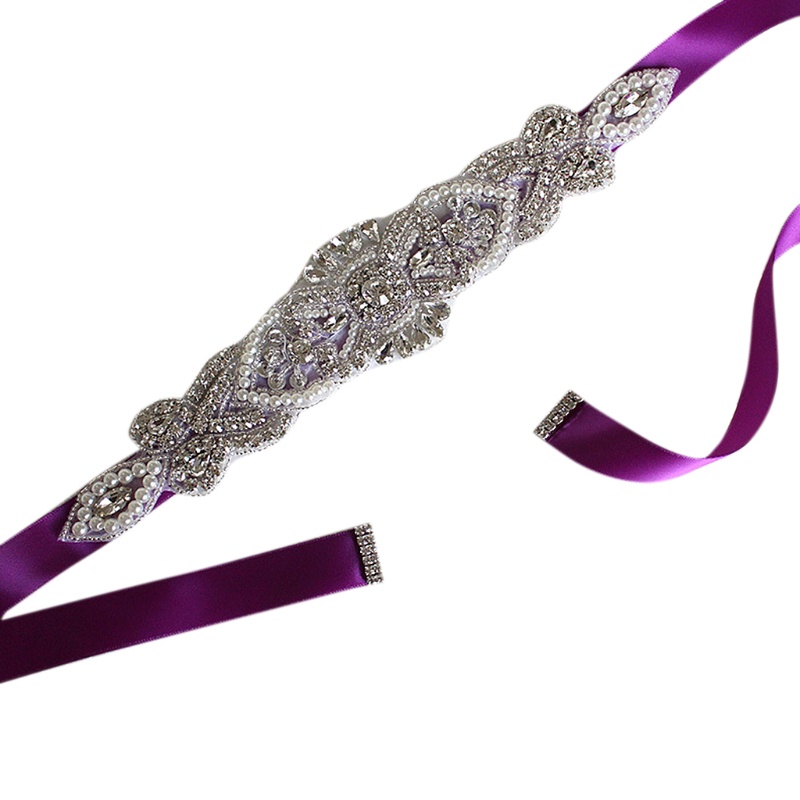 Thắt Lưng Ruy Băng Satin Đính Đá Cho Cô Dâu