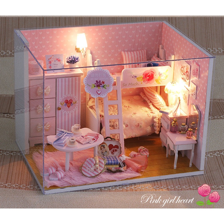 [Hàng mới về] Đồ chơi mô hình DIY mô phỏng phòng ngủ Công chúa màu Hồng Ngọt Ngào