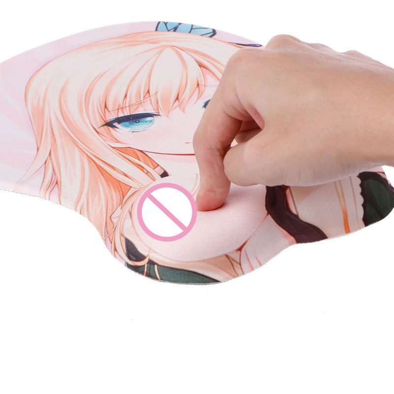 btsg Cartoon Anime 3D Beauty Sexy Chest Silicone Mouse Pad Wrist Rest Support Mat