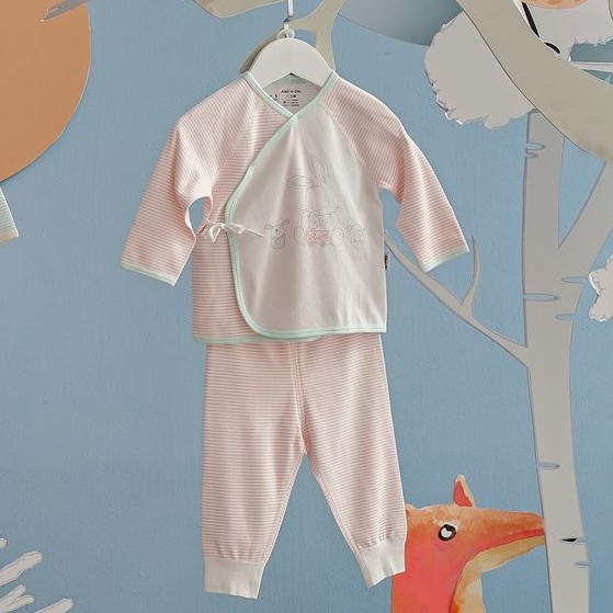 Bộ body cho bé đồ bộ dài tay cài chéo AbbieOh bé gái bé trai 0-6 Tháng BO106 BD107 AW19