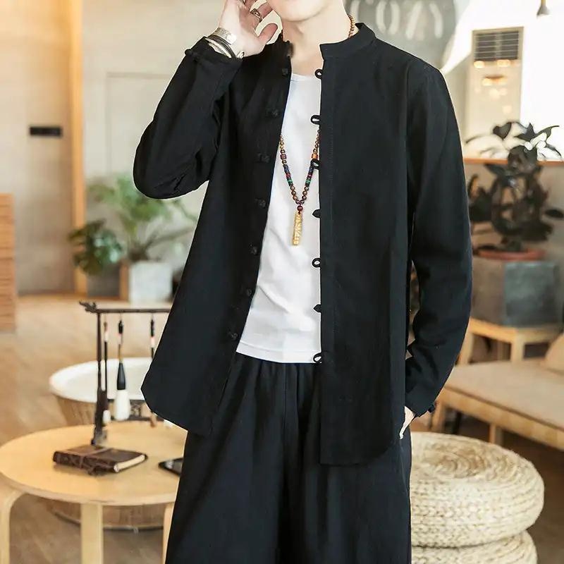 Áo Sơ Mi Cài Nút Phong Cách Trung Hoa Cổ Điển Cho Nam
