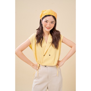 Áo cổ danton crop cột dây eo TK- ATK224