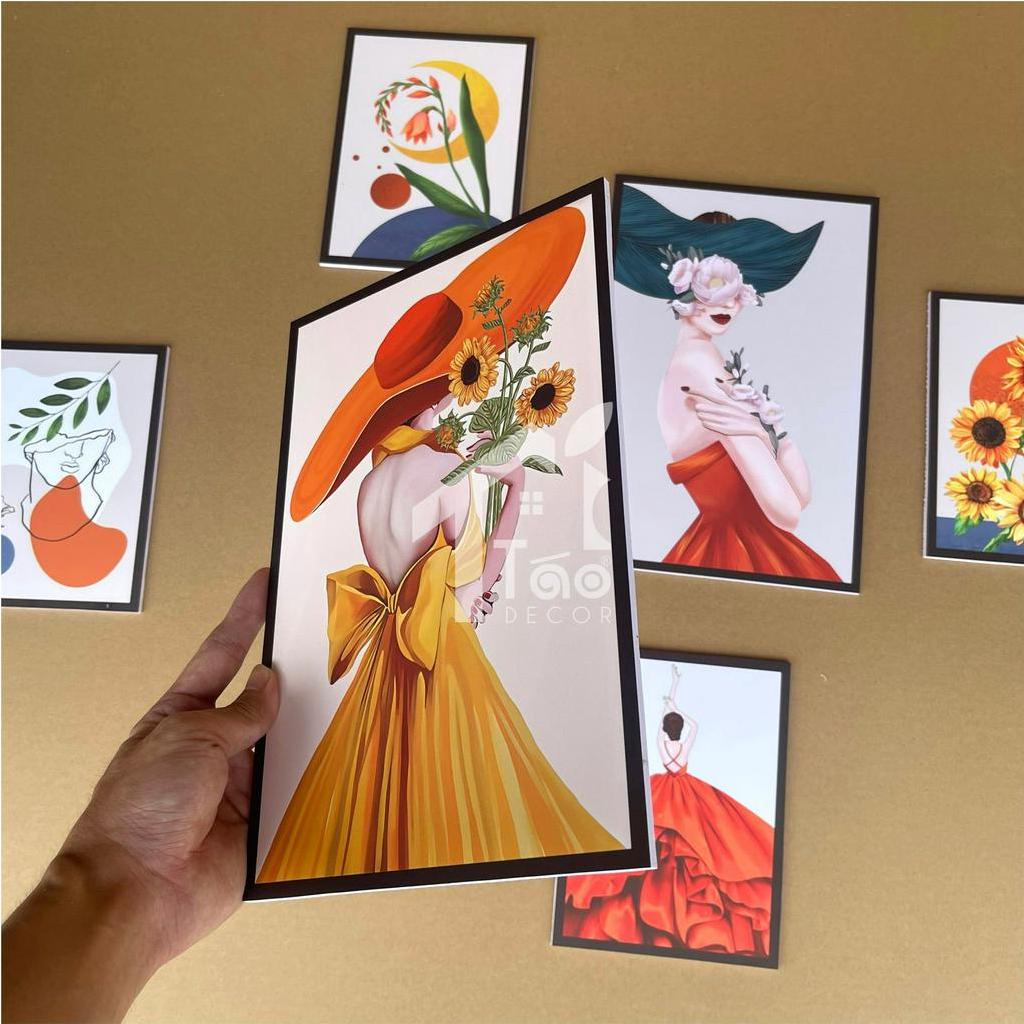 Set 18 bộ tranh treo tường, tranh dán tường decor phòng phong cách hiện đại, vintage, đồ decor bàn học, Táo Decor