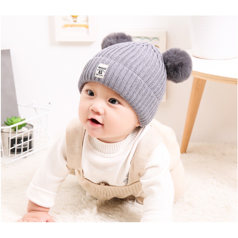 Mũ len cho bé lót nhung giữ ấm mùa đông nhiều màu mẫu mới dễ thương T103 - TOMATO Fashion