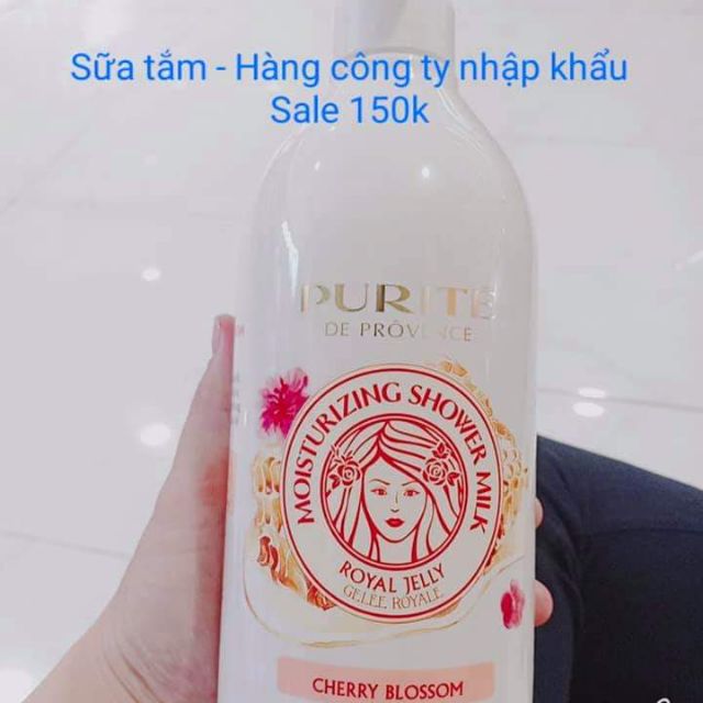 Sữa tắm PURITÉ Dưỡng Ẩm Sữa Ong Chúa & hoa hồng 850ml