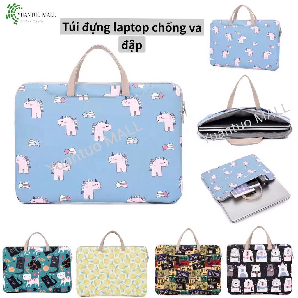 Túi đựng laptop 13 14 15.6 inch chống sốc họa tiết hoạt hình dễ thương tiện dụng