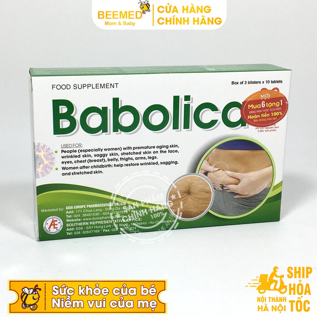 Babolica - Viên uống giảm nhăn da, chống lão hóa đẹp da cho phụ nữ sau sinh từ thảo dược và collagen