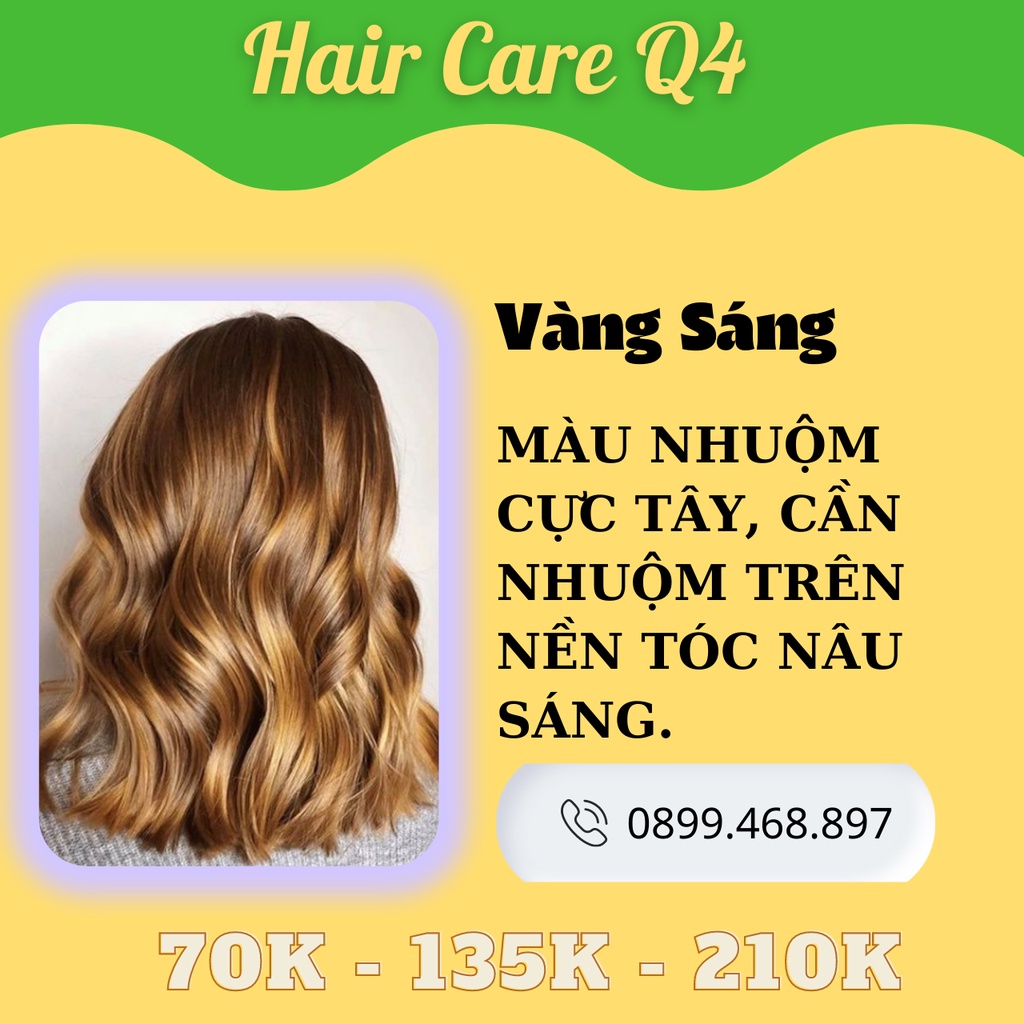 Thuốc nhuộm tóc màu vàng sáng, màu vàng giống tây, vàng mật ong, honey blonde - Hair Care Q4