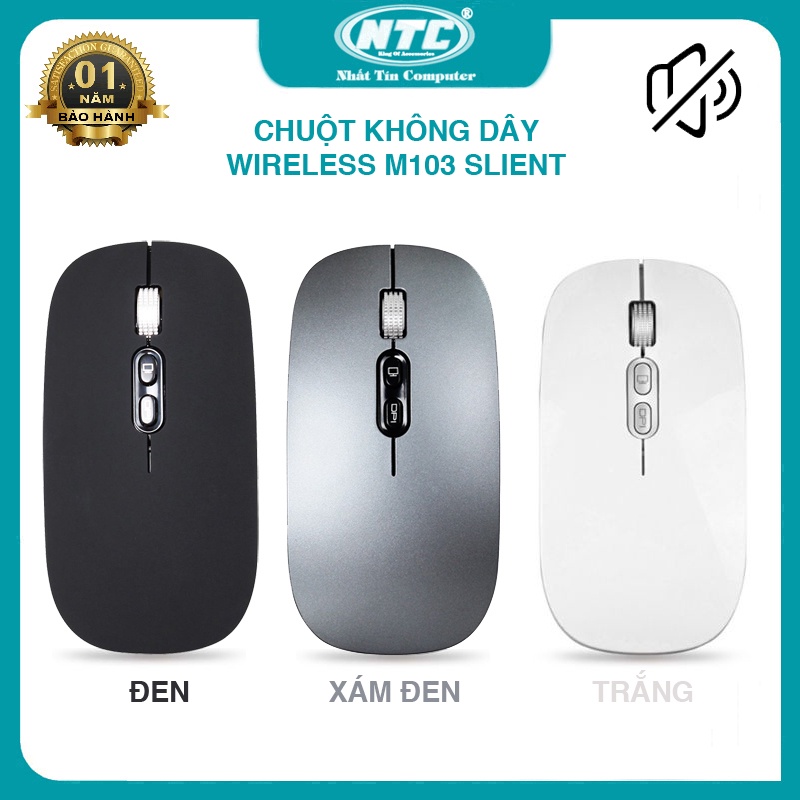 Chuột không dây Wireless M103 pin sạc siêu mỏng - phiên bản Silent không tiếng click (4 màu tùy chọn)