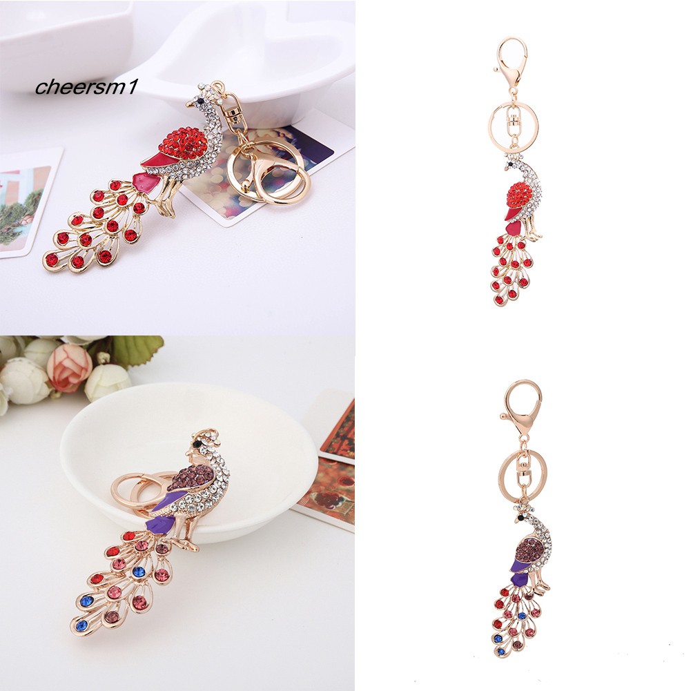 Sườn Xám Cách Tân Thời Trang♥Móc Khóa Con Công Đính Đá Thời Trang Phong Cách