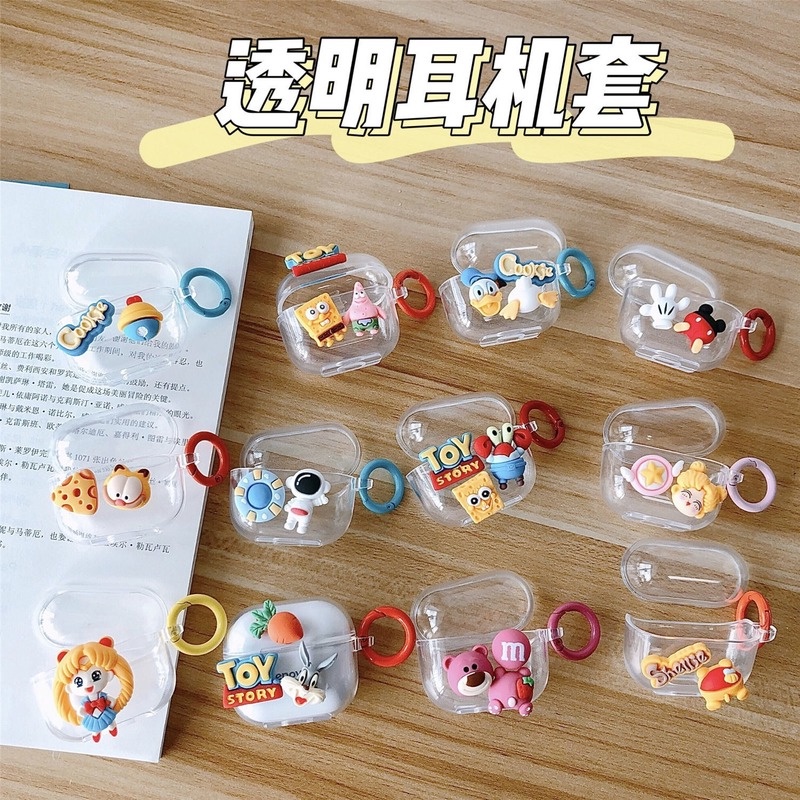 DISNEY Vỏ Bảo Vệ Hộp Sạc Tai Nghe Airpods F6 Mềm Trong Suốt Họa Tiết Chú Gấu Dễ Thương