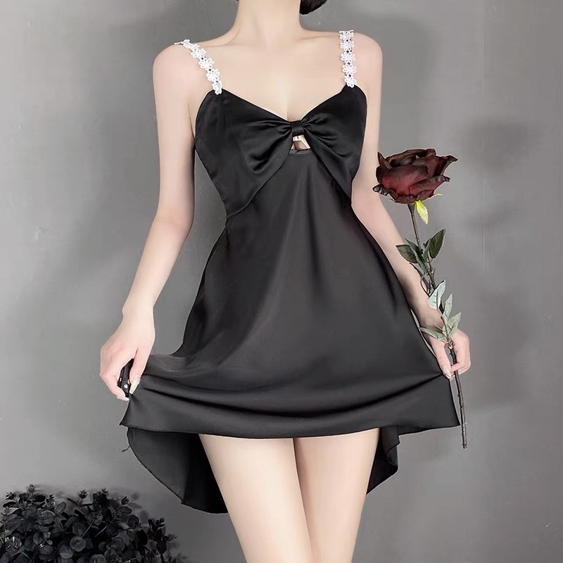 LL2556 - &lt;Đen/Hồng/Xanh&gt; Váy Ngủ Baby Thắt Nơ Gợi Cảm Cho Nữ