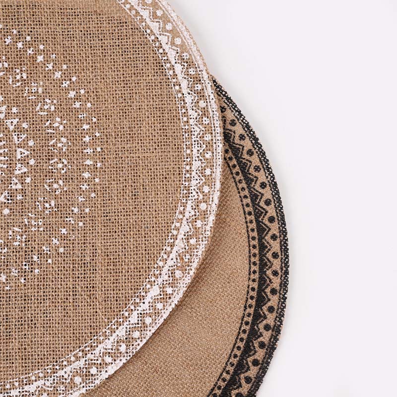 Tấm lót bàn ăn hình tròn bằng vải lanh cách nhiệt có tua rua