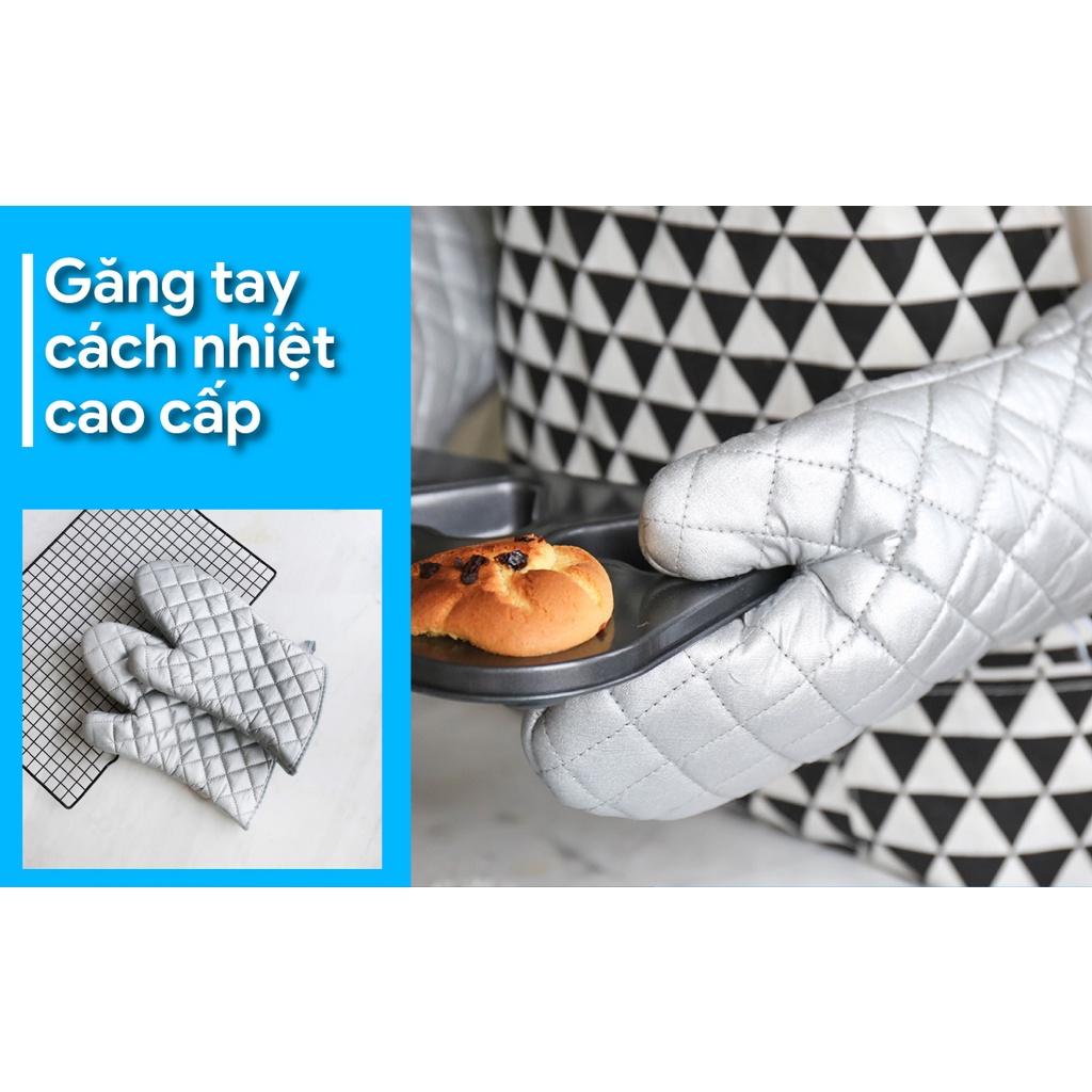 Găng tay nướng bánh cách nhiệt Baking Gloves (1 đôi) (cách nhiệt, chống nóng, chống ngấm nước, mềm mại)