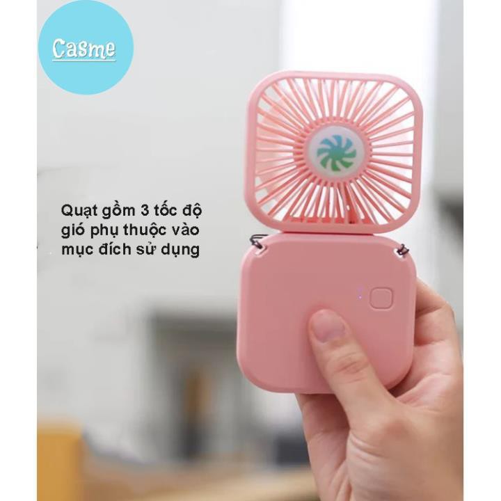 Quạt mini cầm tay, có dây đeo cổ, để bàn, gấp gọn tiện lợi mang đi làm, đi chơi