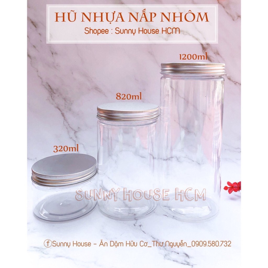 Hũ nhựa nắp nhôm nhiều size (Hũ pet)