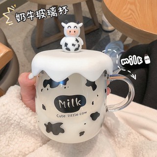 Cốc Nước Bò Sữa Thuỷ Tinh Cute