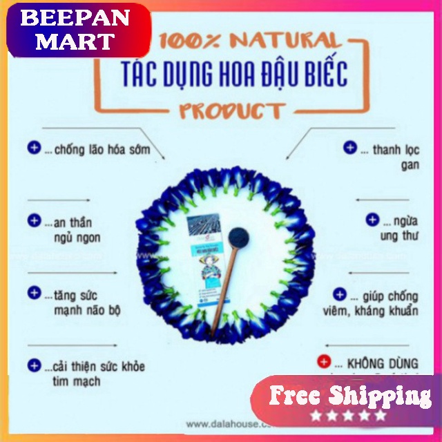 Bột Hoa Đậu Biếc Nguyên Chất 100% Hộp 60Gr - Dalahouse