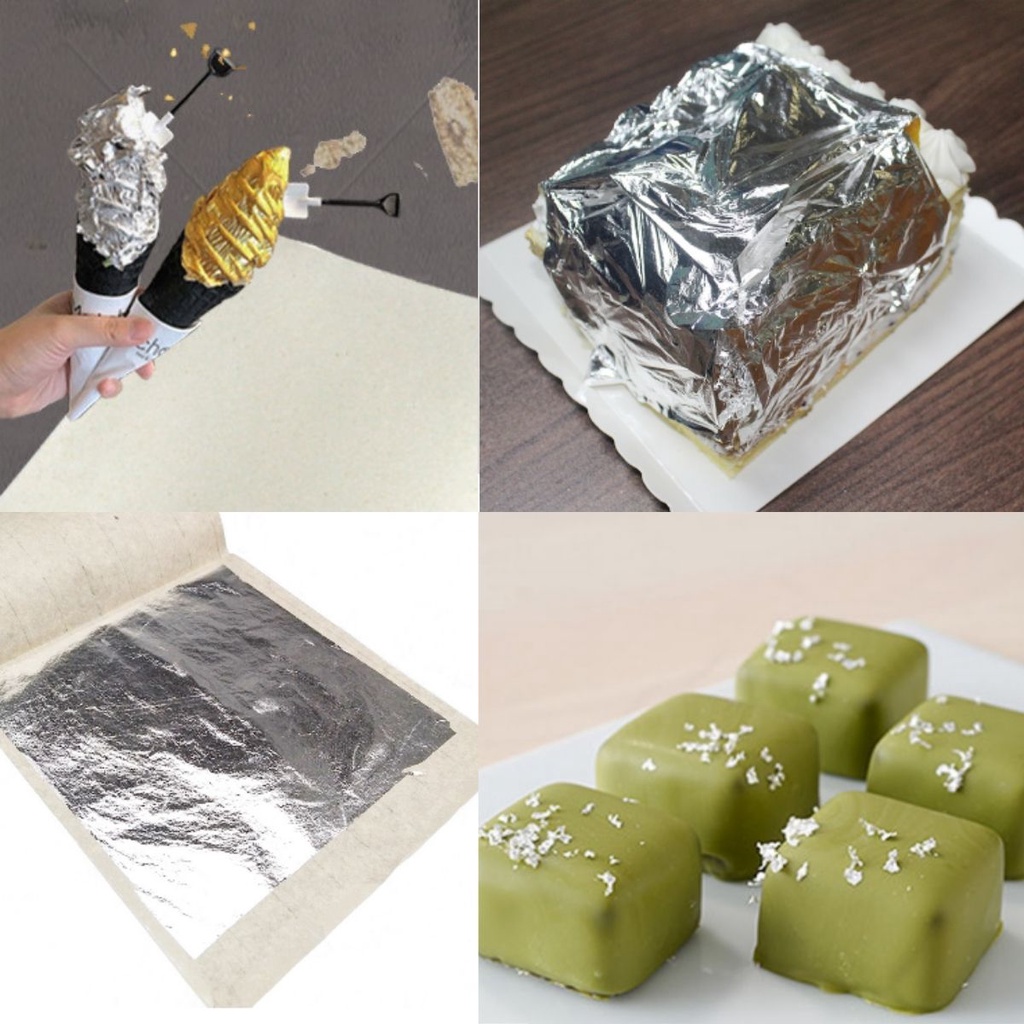 Lá bạc thật dùng trang trí bánh, thực phẩm, đồ nội thất cao cấp, đồ thờ