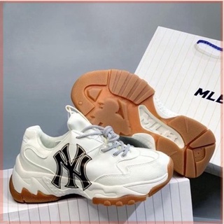 Giày Sneaker MLB NY đẹp đế nâu chuẩn bản Trung full box, Giày thể thao nam nữ ulzzang đi học cổ thấp đế cao 5cm 1:1 N3