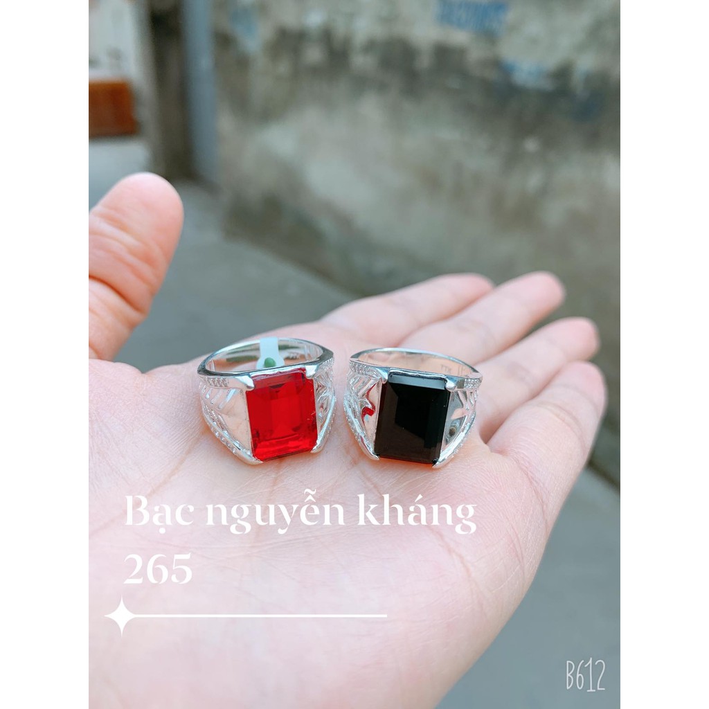 NHẪN NAM BẠC TA ĐÁ ĐEN ĐÁ ĐỎ