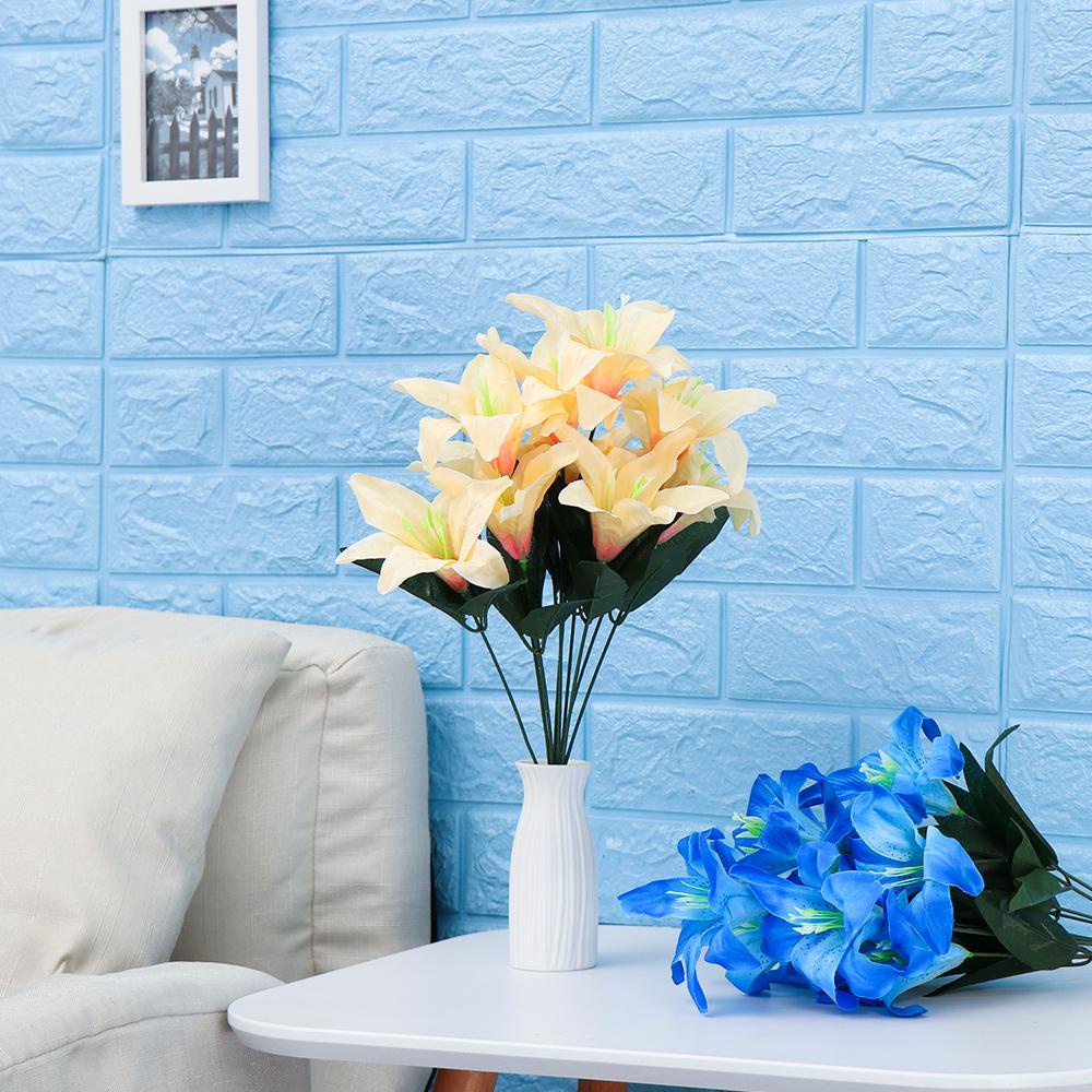 Bó 10 Bông Hoa Lily Giả Nhiều Màu Sắc Sống Động Chất Lượng Cao