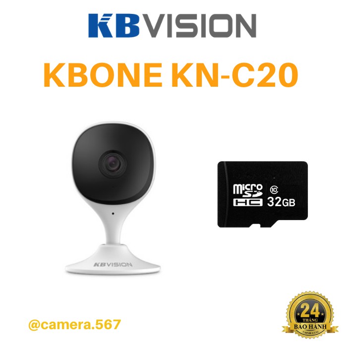 Camera IP hồng ngoại không dây 2.0 Megapixel KBVISION KBONE KN-C20 kèm thẻ 32GB