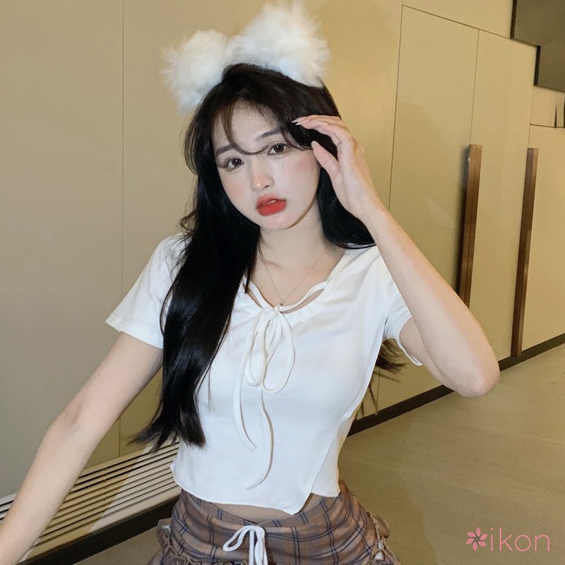 Áo Croptop Phối Dây Cột Trước Gợi Cảm Cho Nữ