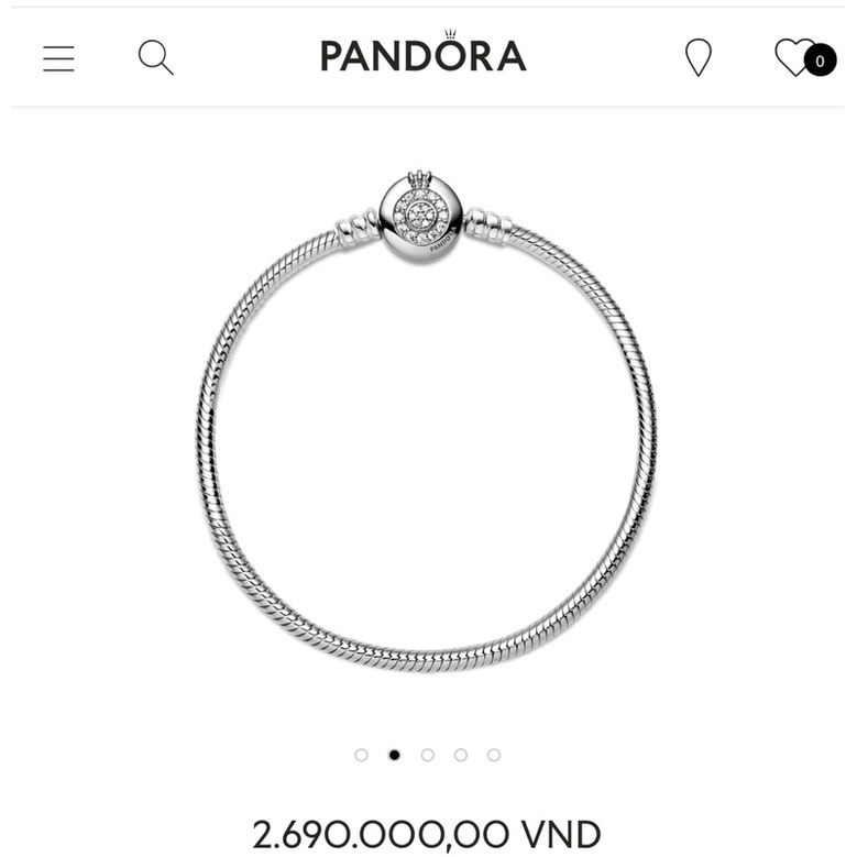 Vòng Pan bạc S925 khoá Crown 0 có đủ túi hộp hãng