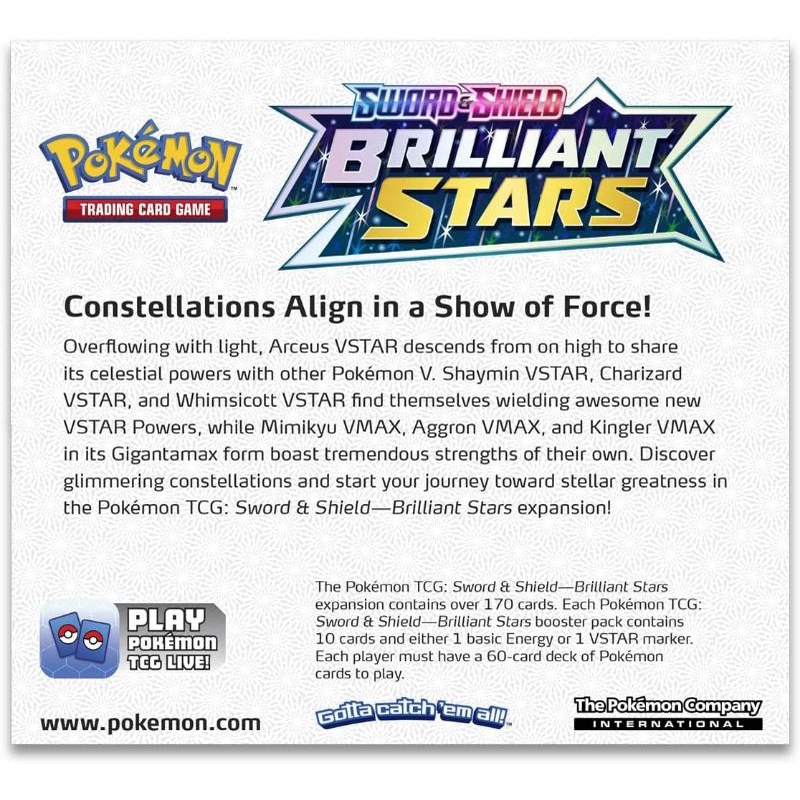 Hộp 40 túi thẻ bài pokemon Espada & Escudo Astros Brillantes