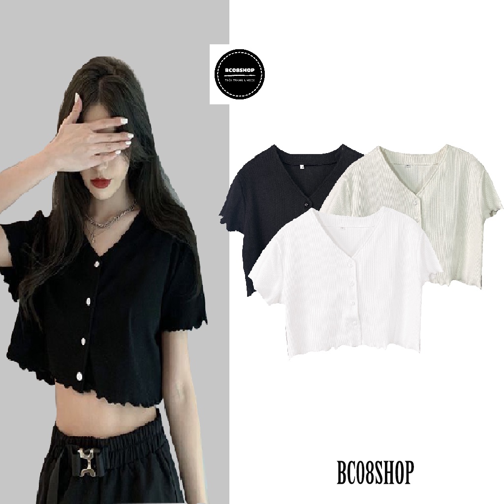 Áo Croptop Nữ Cổ Tim Dáng Rộng Chất Thun Gân Dầy Phong Cách Ulzzang (3 màu) BC035