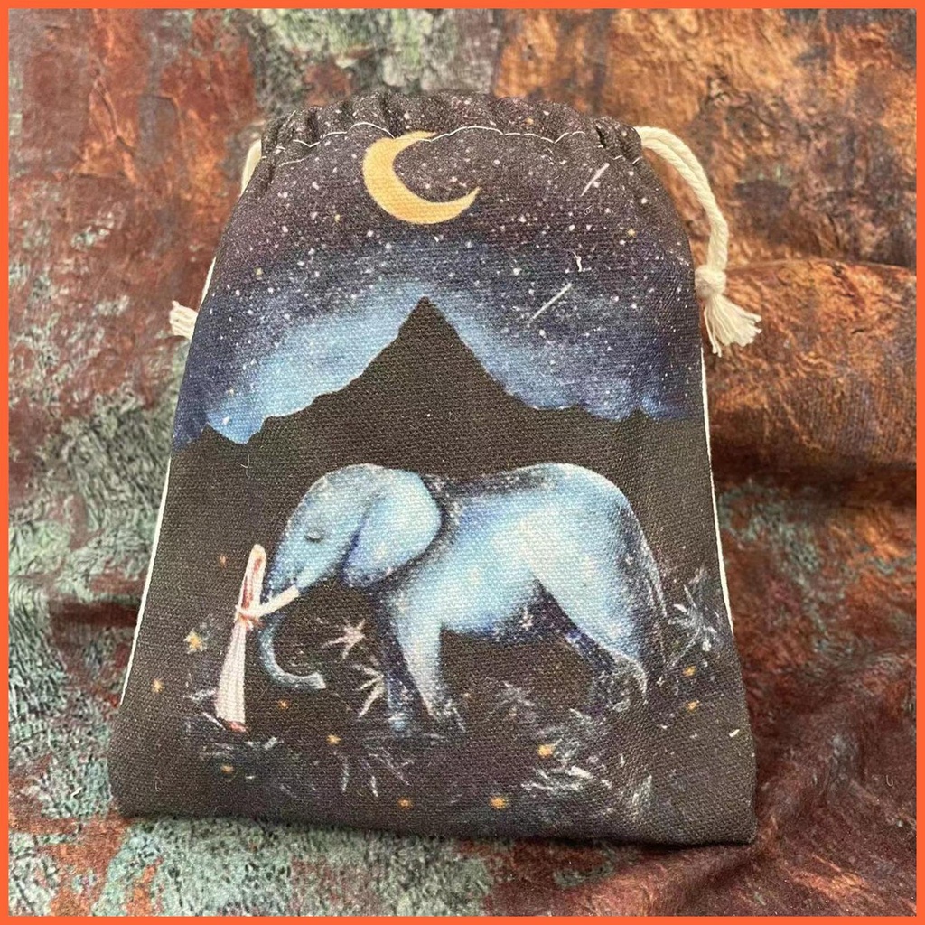 Túi Dây Rút Đựng Bài Tarot Hình Voi Và Mặt Trăng