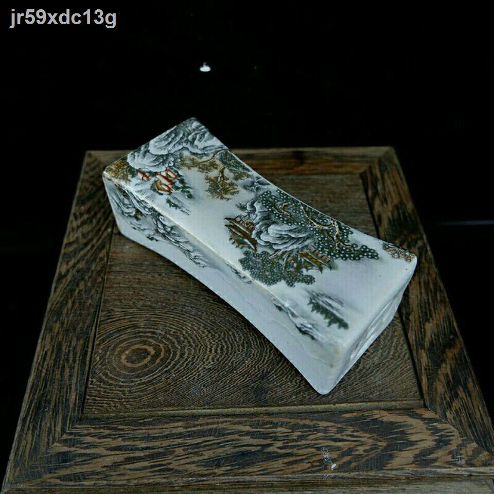 [Mới nhất ]Càn Long triều đại nhà Thanh phong cảnh tuyết gối đồ sứ cổ, cũ, trang trí nhỏ retro