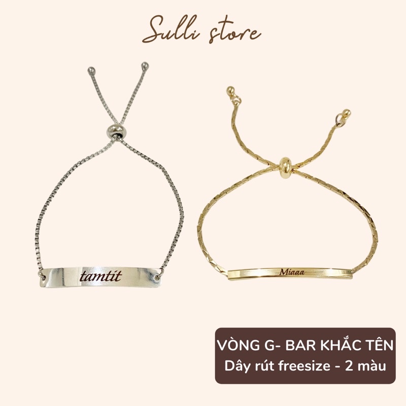 Vòng tay lắc tay nữ Gold bar dây rút khắc tên theo yêu cầu freesize Sulli store