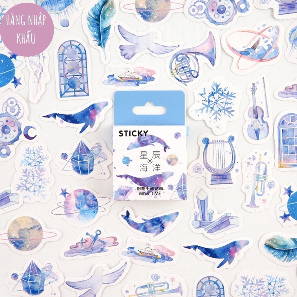 Hộp 46 miếng dán sticker thiết kế độc đáo dễ thương dùng trang trí tiện lợi Box Sticker ST100