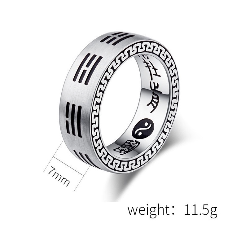 Nhẫn Thép Titan Khắc Hình Bát Quái Cho Nam qf051